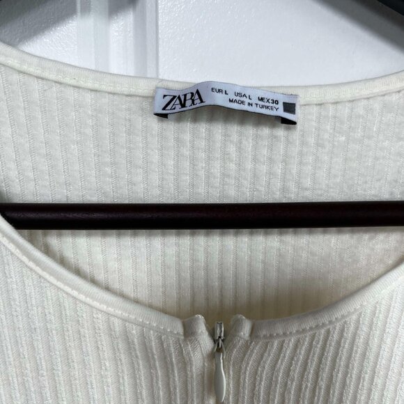 ZARA Cream Long Sleeve Dress - Picture 4 of 4